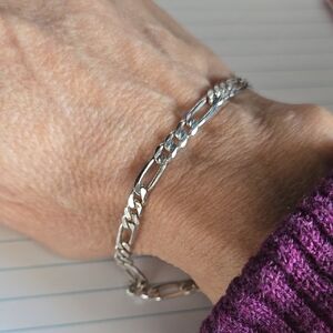 Sterling Silver Figaro Chain Bracelet